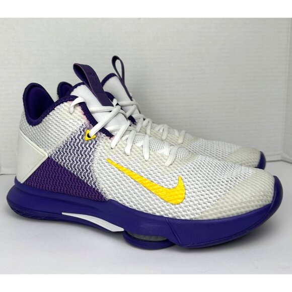 Nike LeBron Witness IV 4 White Purple Lakers Basketball Sneakers Mens Size 11 - Picture 1 of 16